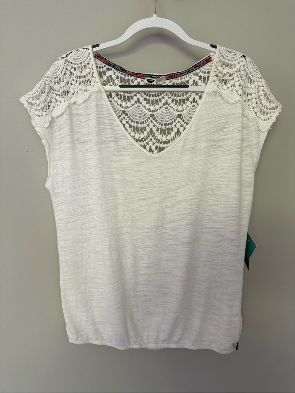Roxy White Crochet-Back V-Neck Camisole